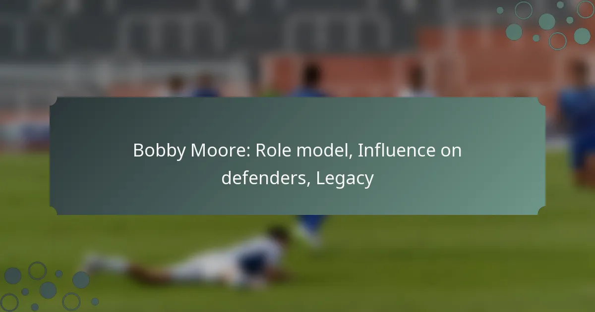 Bobby Moore: Role model, Influence on defenders, Legacy