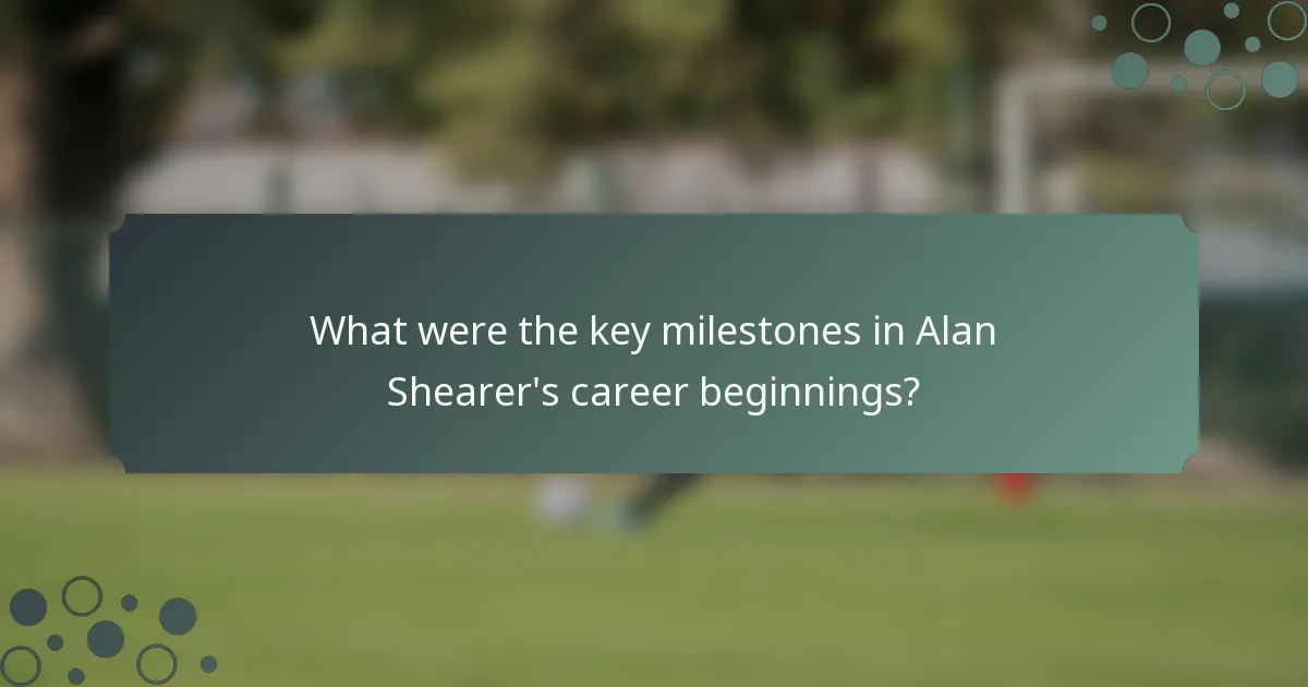 What were the key milestones in Alan Shearer's career beginnings?